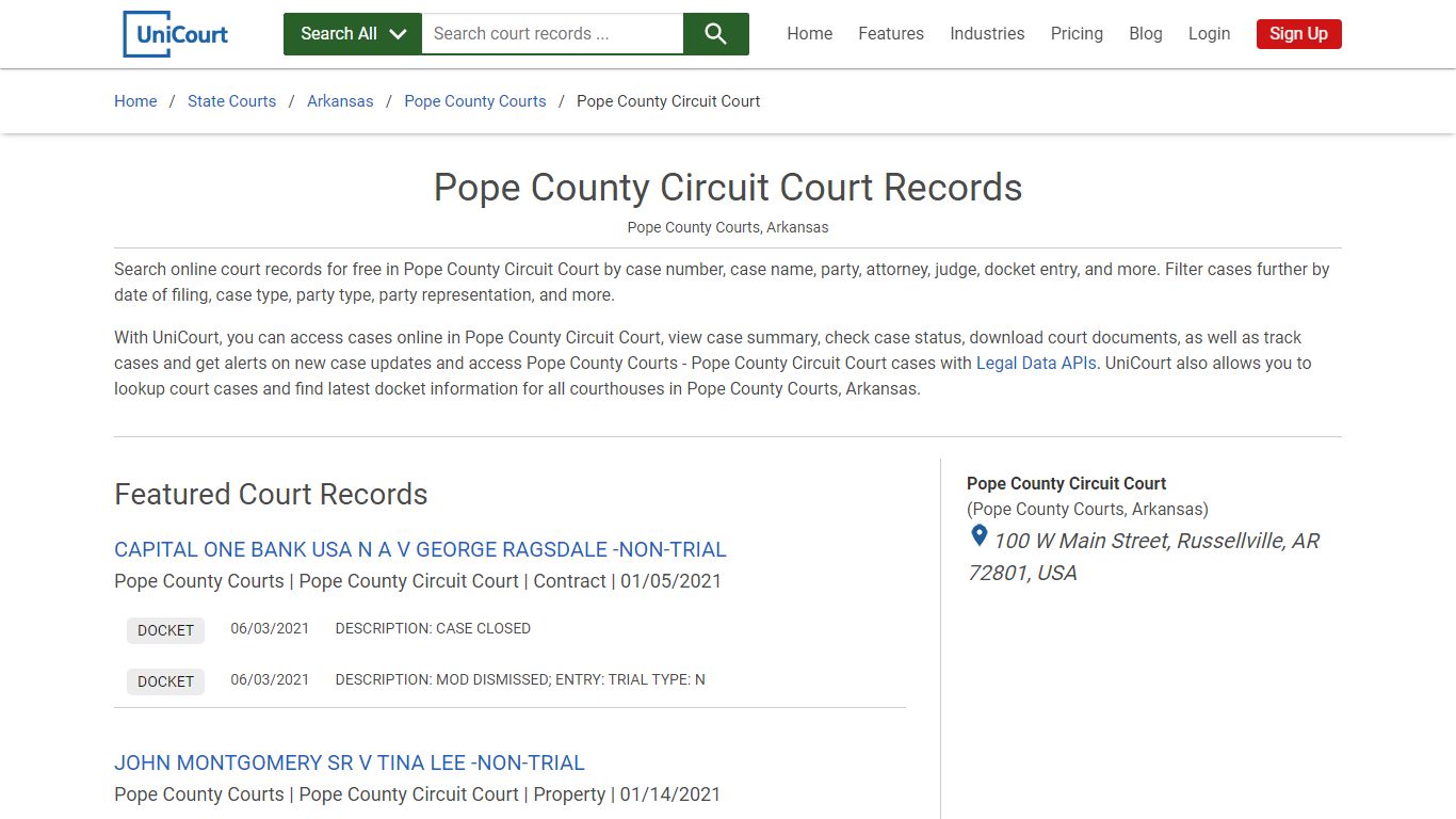 Pope County Circuit Court Records | Pope | UniCourt