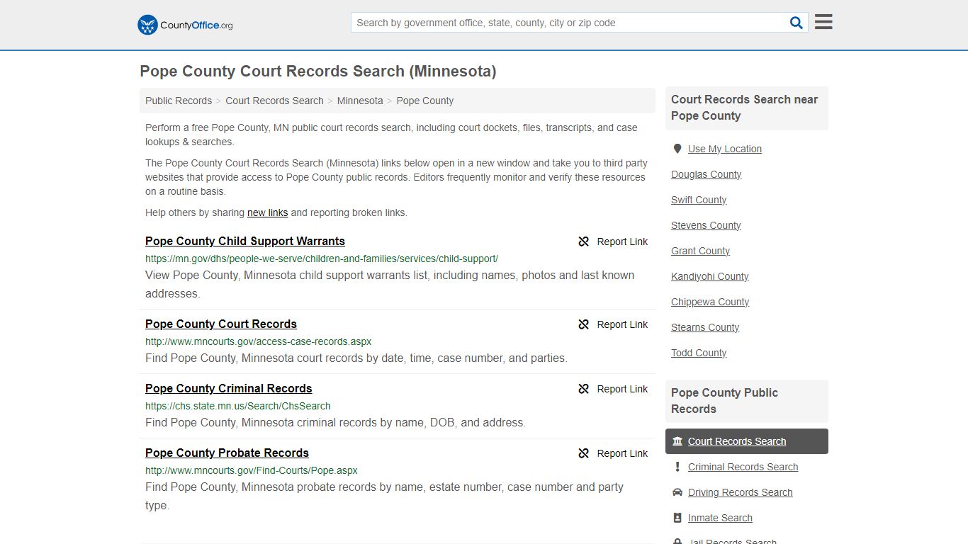 Court Records Search - Pope County, MN (Adoptions, Criminal, Child ...